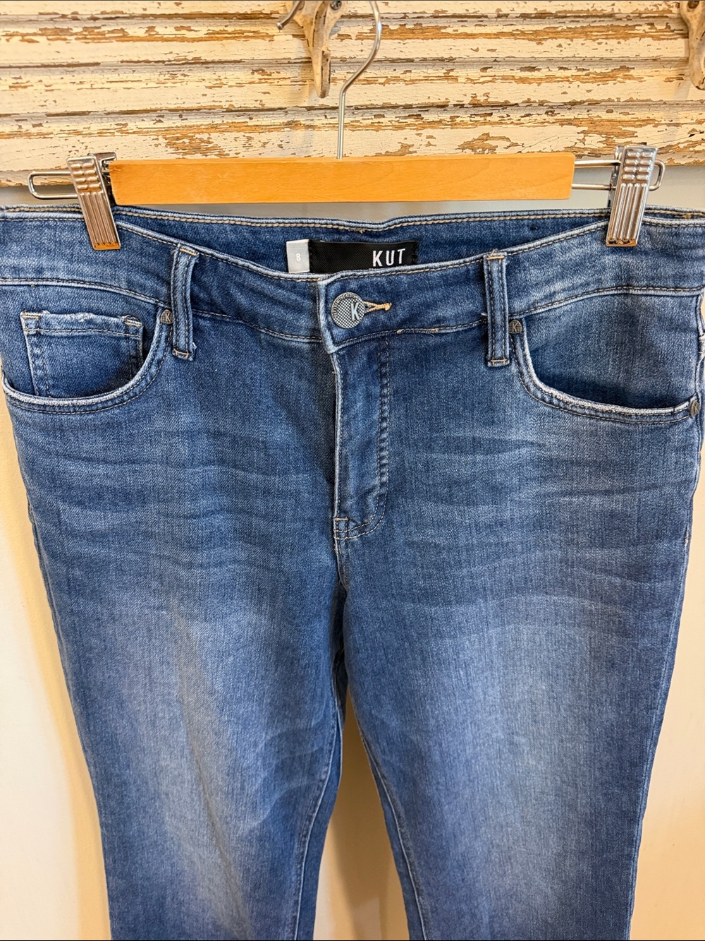 Kut From The Kloth Kelsey Fab Ab Ankle‎ Flare Jeans Size 8 Raw Hem - Picture 4 of 10